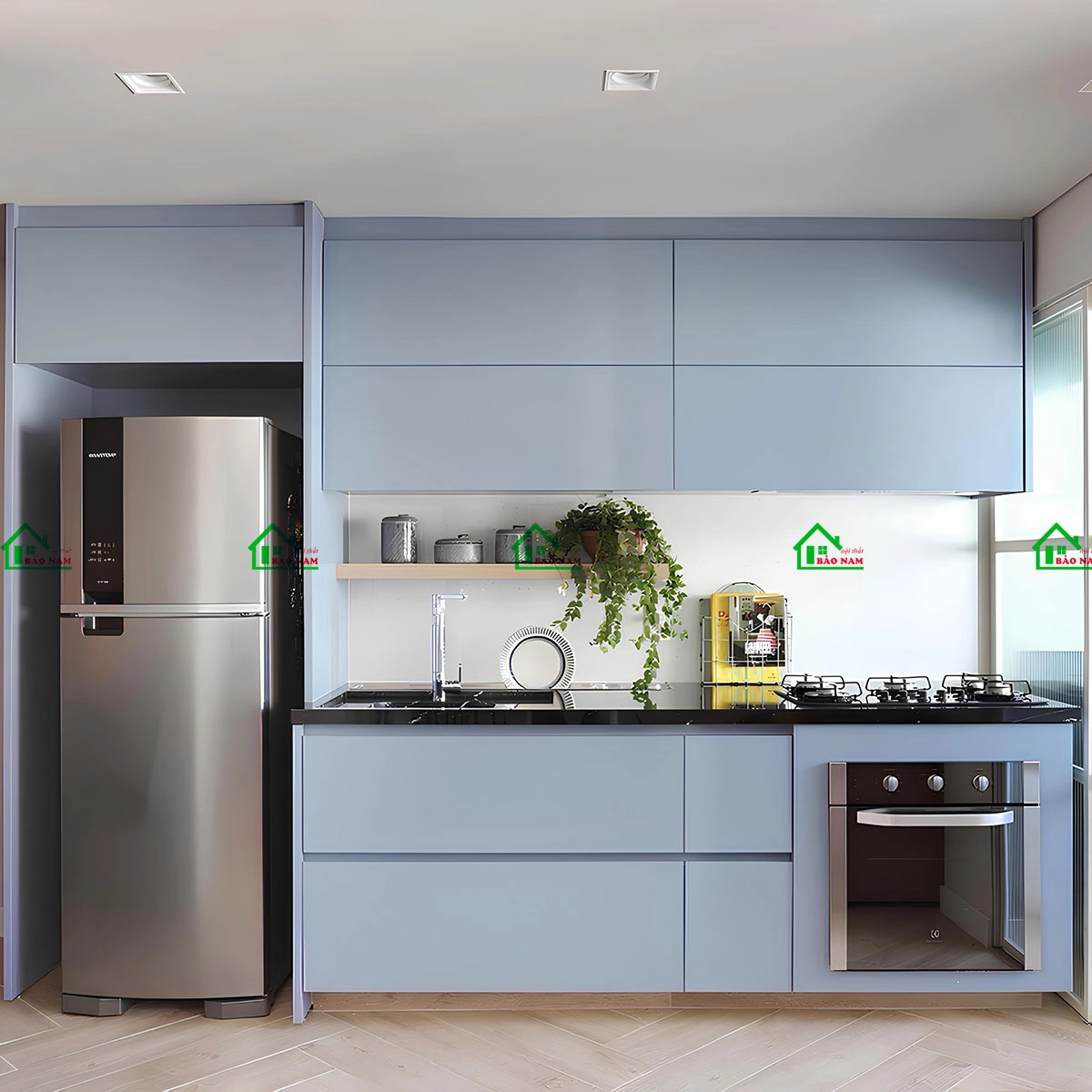 Mẫu tủ bếp chữ i hiện đại nhỏ gọn