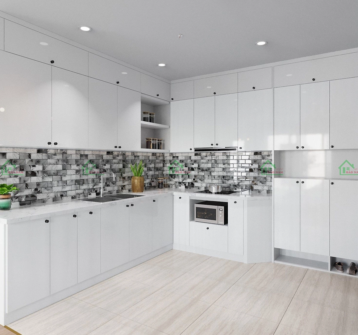 Mẫu tủ bếp phong cách Bắc Âu hiện đại