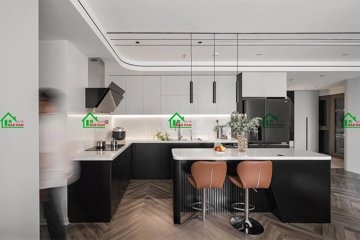 Mẫu tủ bếp chung cư tối giản hiện đại