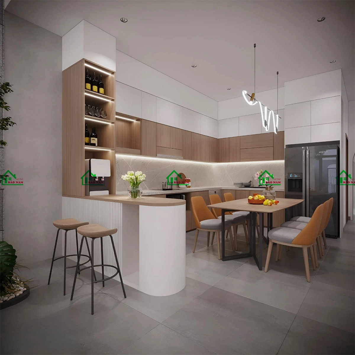 Thiết kế tủ bếp đẹp cho biệt thự sang trọng