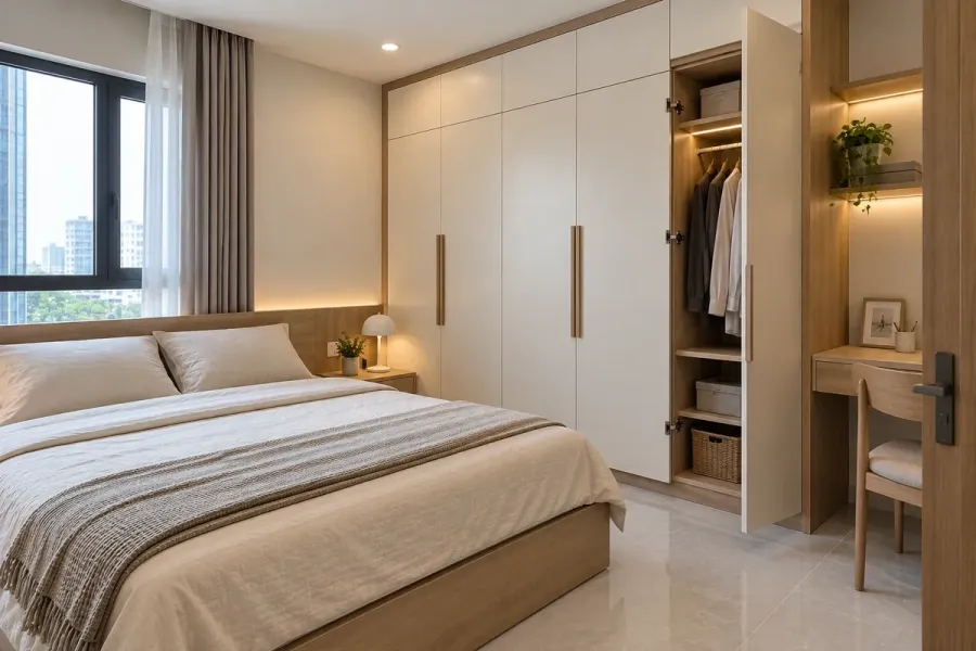Chi phí phòng ngủ phụ thuộc vào số lượng sản phẩm, kích thước tủ, kết cấu giường và các hạng mục bổ sung.
