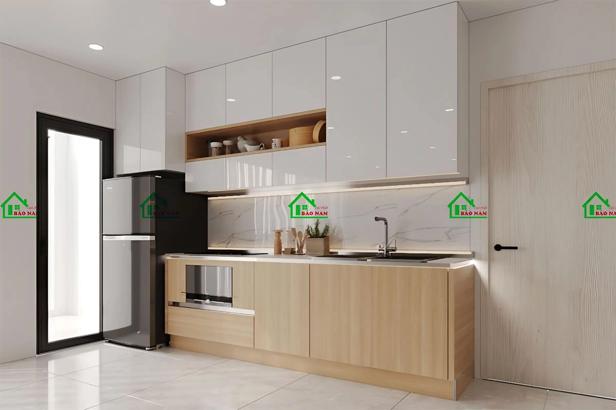 Mẫu tủ bếp nhỏ gọn cho chung cư hiện đại