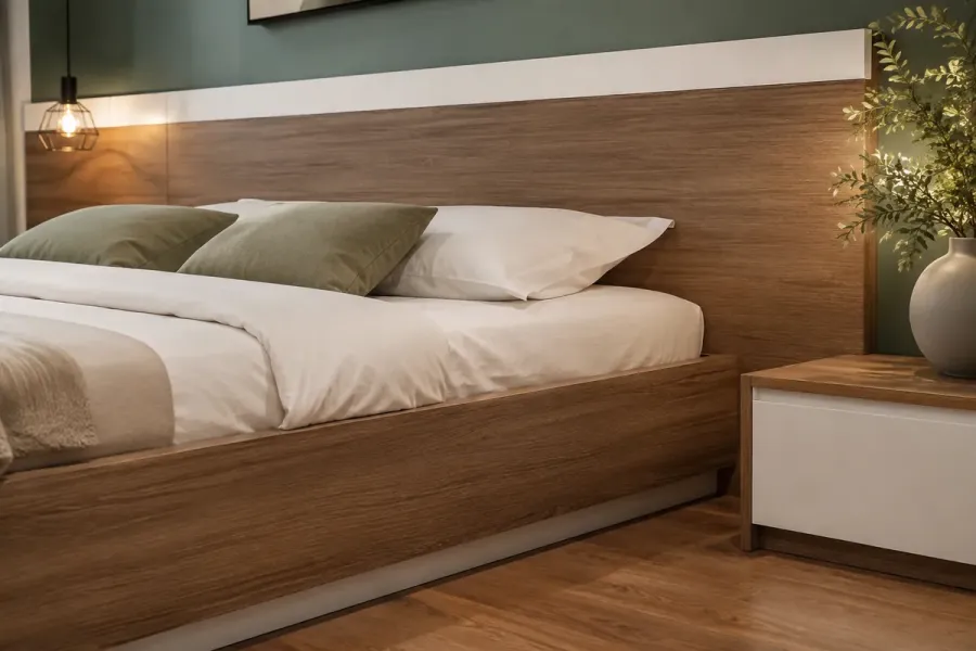 Chi tiết đầu giường MDF phủ Melamine An Cường với thiết kế hiện đại.