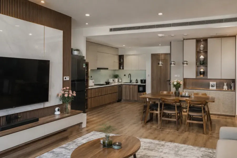 Các hạng mục nội thất được triển khai đồng bộ theo từng khu vực của căn hộ.