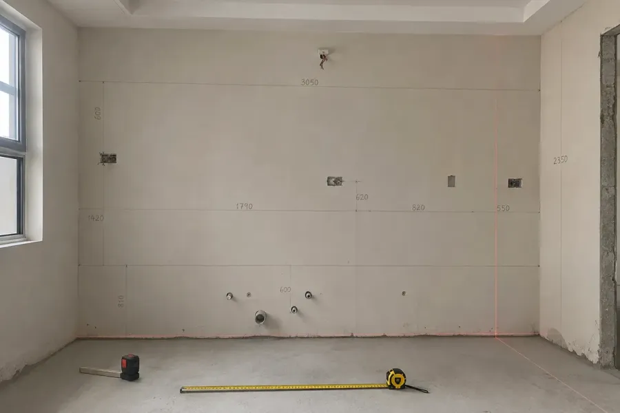 Đo đạc hiện trạng giúp xác định chính xác kích thước trước khi đưa tủ vào sản xuất.