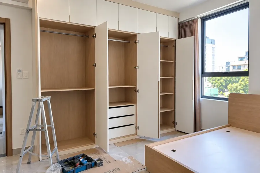Trong giai đoạn lắp đặt cần kiểm tra độ thẳng, khe cánh và thao tác ngăn kéo trước khi bàn giao sử dụng.