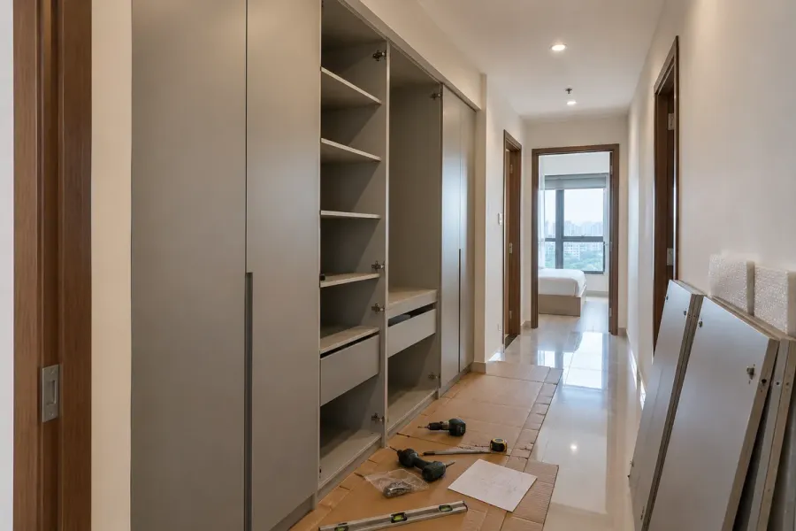 Các hạng mục được lắp đặt và căn chỉnh tại căn hộ trước khi kiểm tra, nghiệm thu.