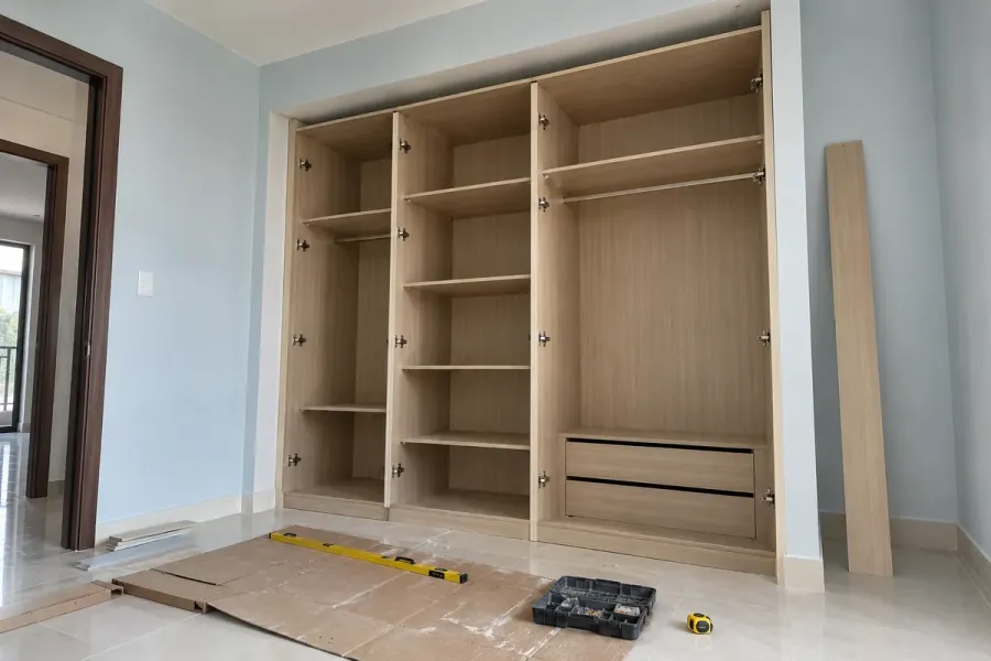 Các module được đưa vào hốc và căn chỉnh trực tiếp theo hiện trạng tại công trình.