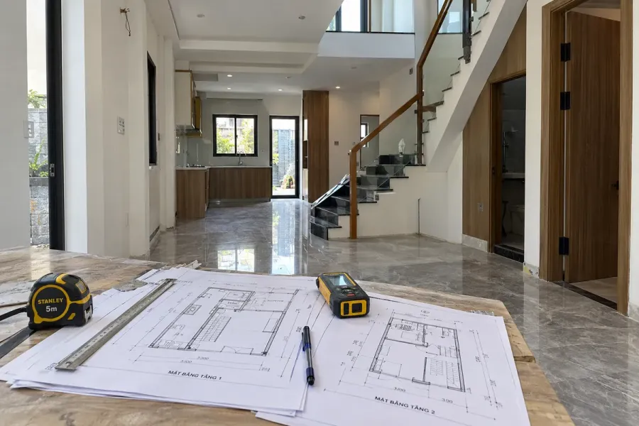 Mặt bằng từng tầng được khảo sát để xác định vị trí nội thất và lối giao thông phù hợp.