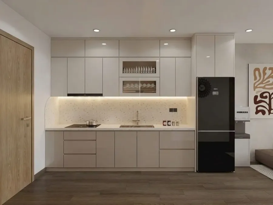 tủ bếp gỗ công nghiệp chống ẩm melamine an cường