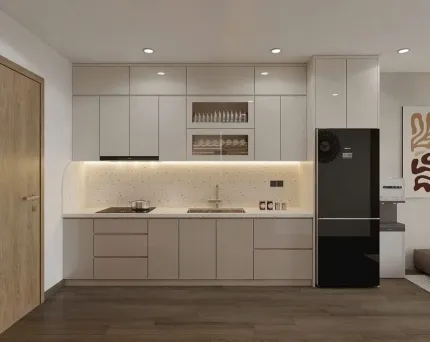 Tủ Bếp Gỗ Công Nghiệp Chống Ẩm Melamine An Cường