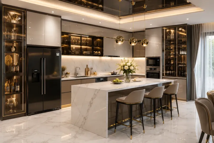 Tủ bếp phong cách Luxury