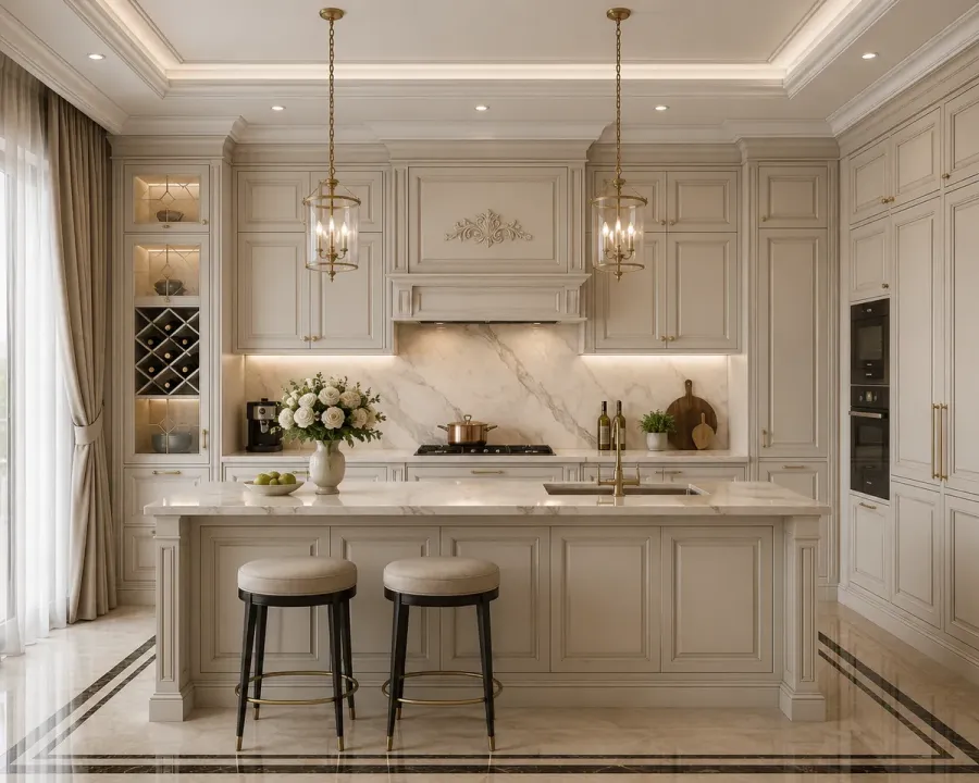 Tủ bếp phong cách tân cổ điển