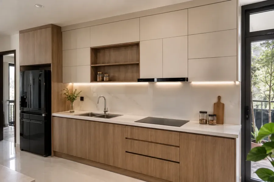 Tủ bếp được hoàn thiện theo kích thước, công năng, vật liệu và ngân sách của từng gia đình.
