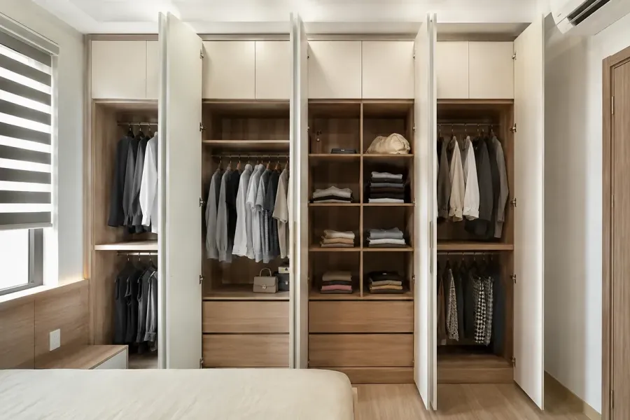 Tủ quần áo MDF chống ẩm An Cường thiết kế hiện đại, thi công theo kích thước yêu cầu.