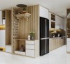 TỦ BẾP ACRYLIC VÂN GỖ GIÁ RẺ