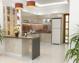 TỦ BẾP GỖ CHỮ L ĐỘC ĐÁO PHỦ ACRYLIC
