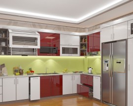 TỦ BẾP ACRYLIC MÀU TRẮNG ĐỎ CAO CẤP