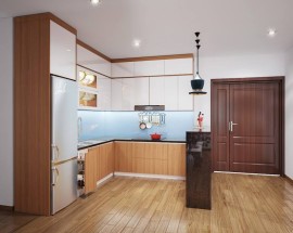 Tủ Bếp Acrylic Vân Gỗ