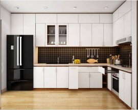 Tủ Bếp Gỗ Acrylic Bóng Gương Đẹp