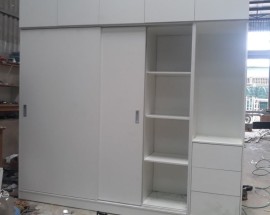 Tủ Quần Áo Gỗ Công Nghiệp Màu Trắng