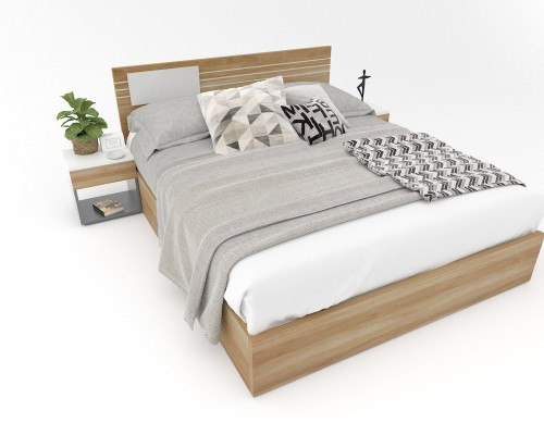 Giường Ngủ Gỗ Veneer Sồi