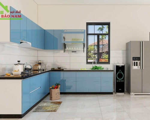 Tủ Bếp Acrylic Chữ L Hiện Đại