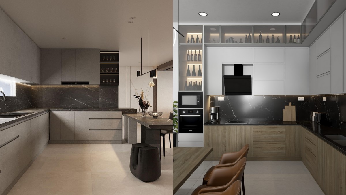 Nhiều lựa chọn màu sắc và kiểu dáng tủ bếp Melamine An Cường