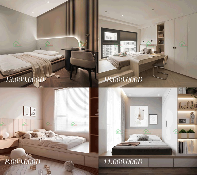 Giá làm giường bục đa năng gỗ công nghiệp hiện đại