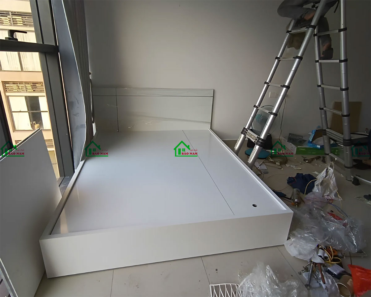 Thi công giường ngủ MDF tại xưởng - Nội Thất Bảo Nam