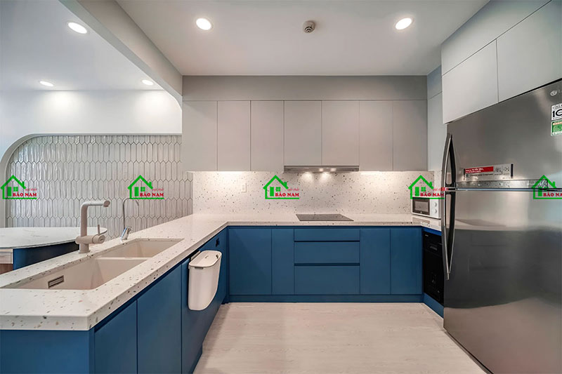 Tủ bếp nhựa picomat + MDF tối ưu chi phí