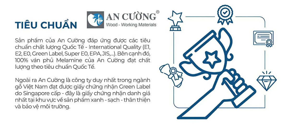 Gỗ công nghiệp MDF An Cường có chứng nhận chất lượng, an toàn cho môi trường