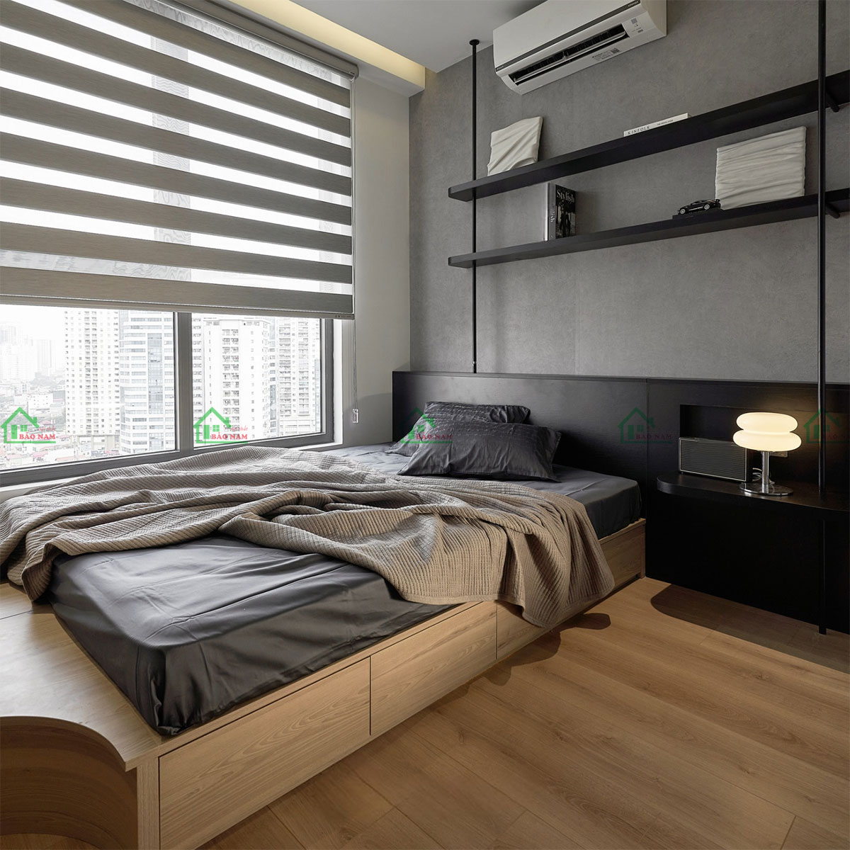 Mẫu thiết kế nội thất phòng ngủ đơn giản cho nam giới