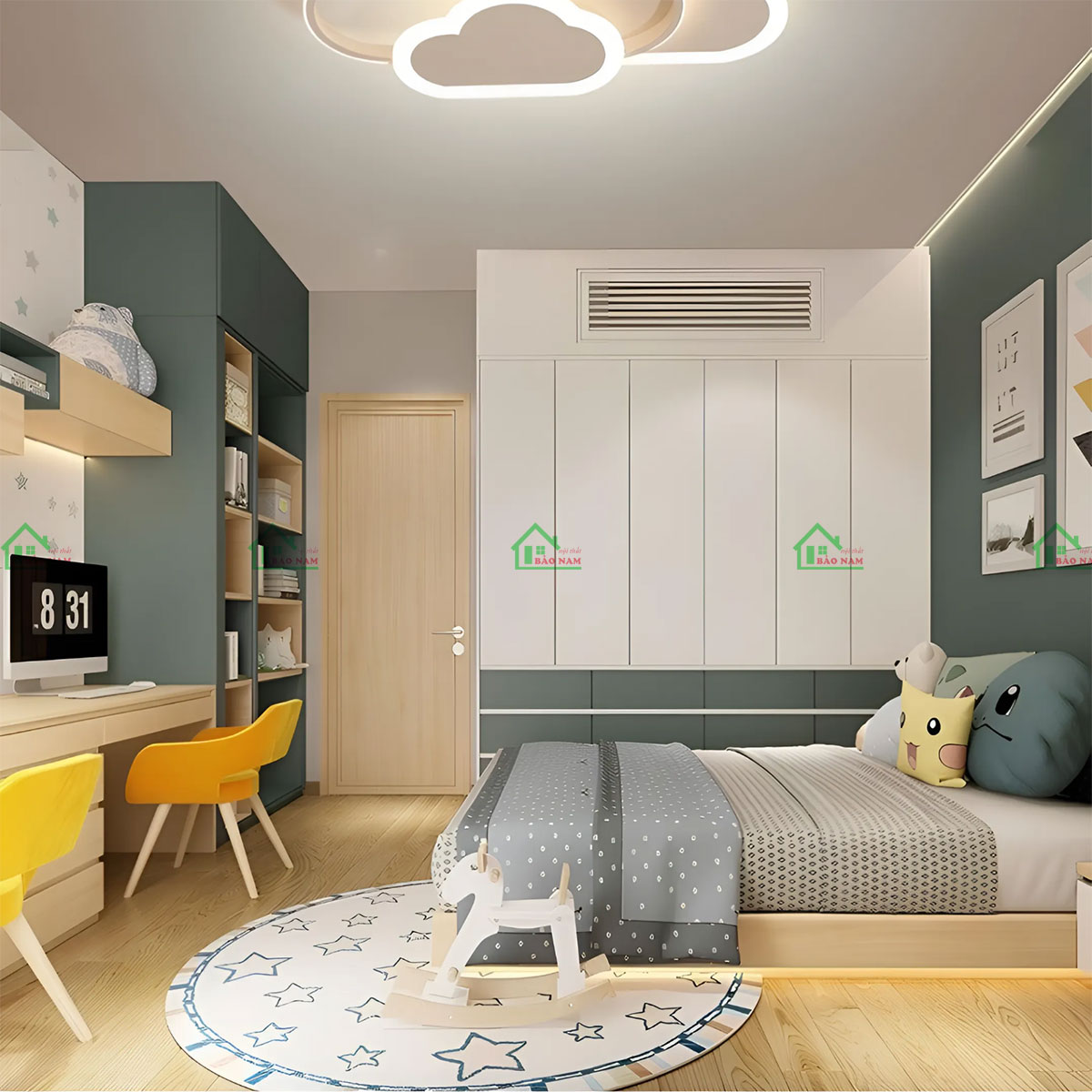 Mẫu pòng ngủ trẻ em đẹp thiết kế màu sắc bắt mắt