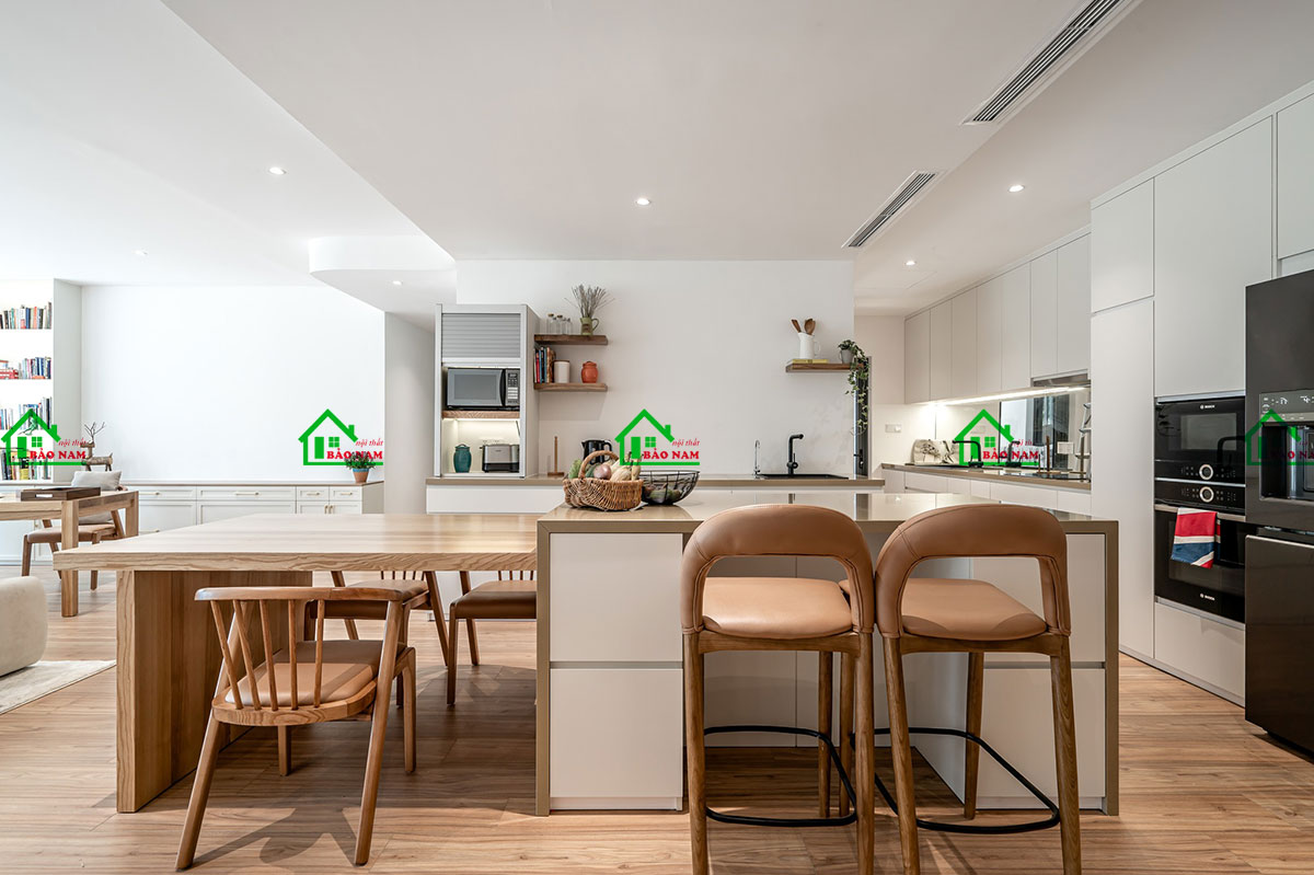 Thiết kế nội thất phòng khách liền bếp hiện đại - View 3