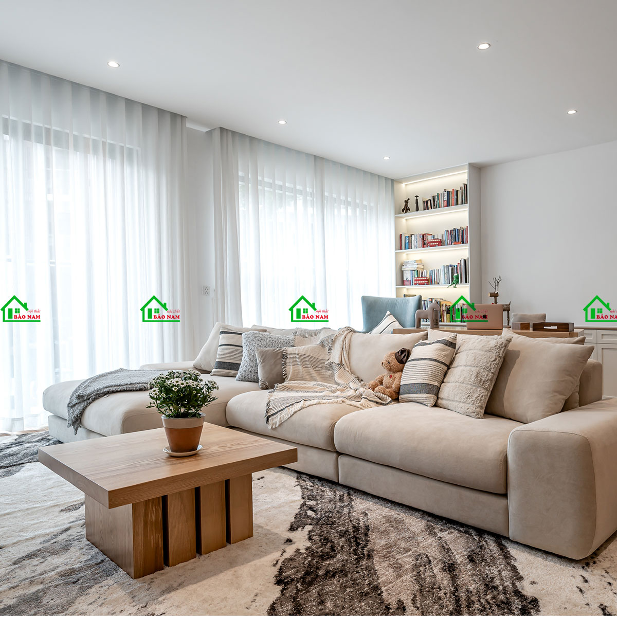 Thiết kế nội thất phòng khách liền bếp hiện đại - View 4