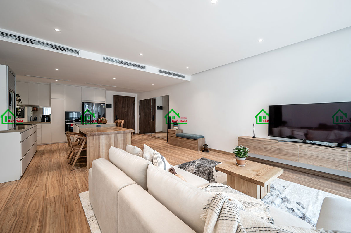 Thiết kế nội thất phòng khách liền bếp hiện đại - View 5