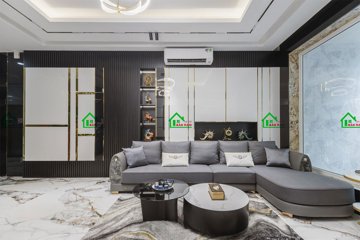Thiết kế nội thất phòng khách căn hộ tiện nghi sang trọng - view 2