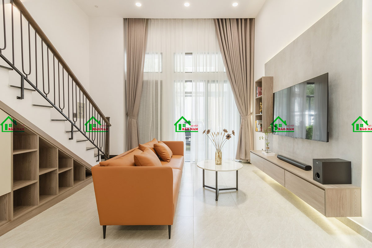 Thiết kế phòng khách hiện đại đẹp cho nhà phố - view 2