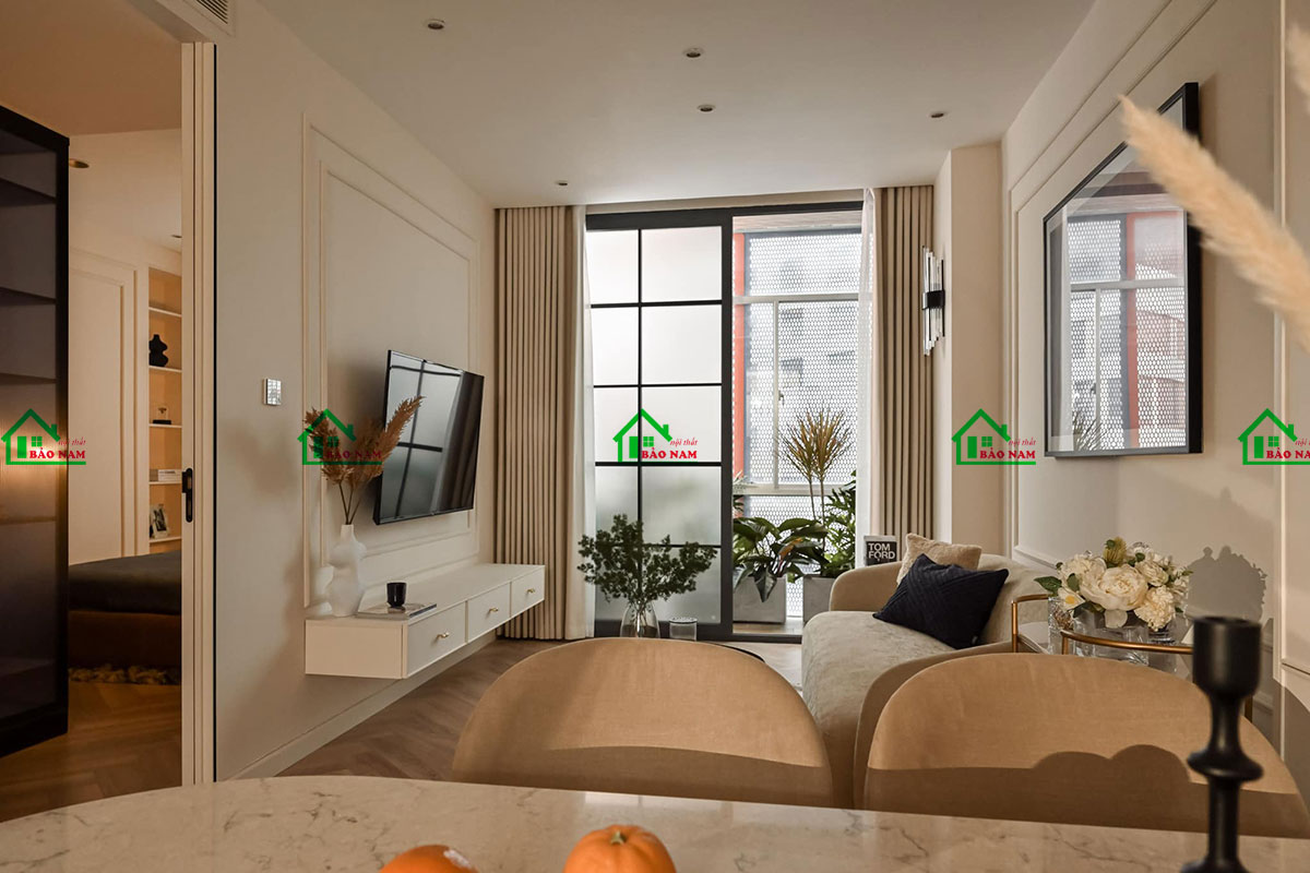 Thiết kế phòng khách tân cổ điển hiện đại, thu hút - view 2