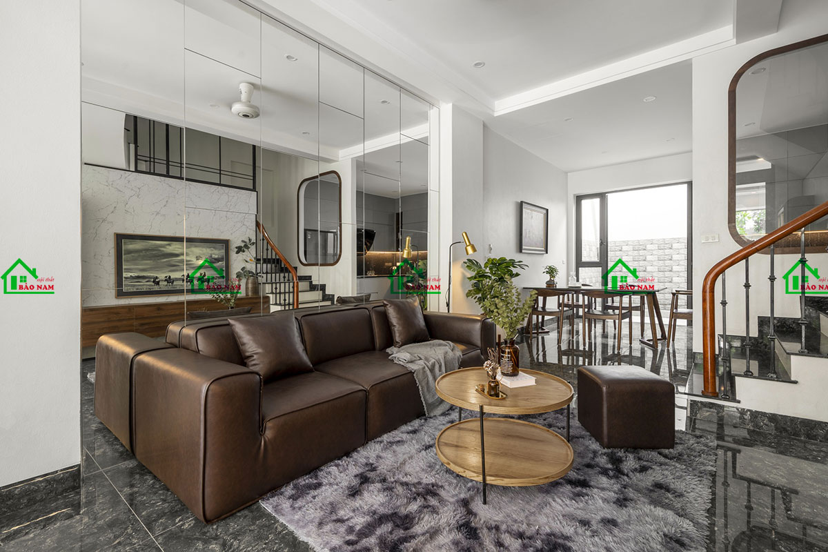 Mẫu thiết kế phòng khách hiện đại, tối giản cho không gian nhỏ - view 2