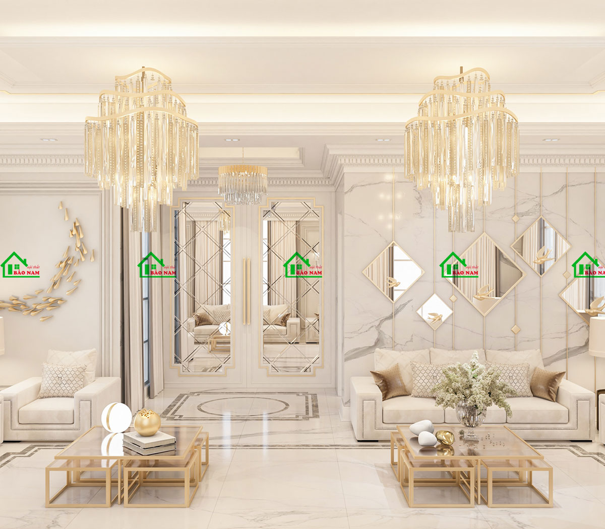 Nội thất phòng khách luxury sang trọng, cho biệt thự xa hoa - view 2