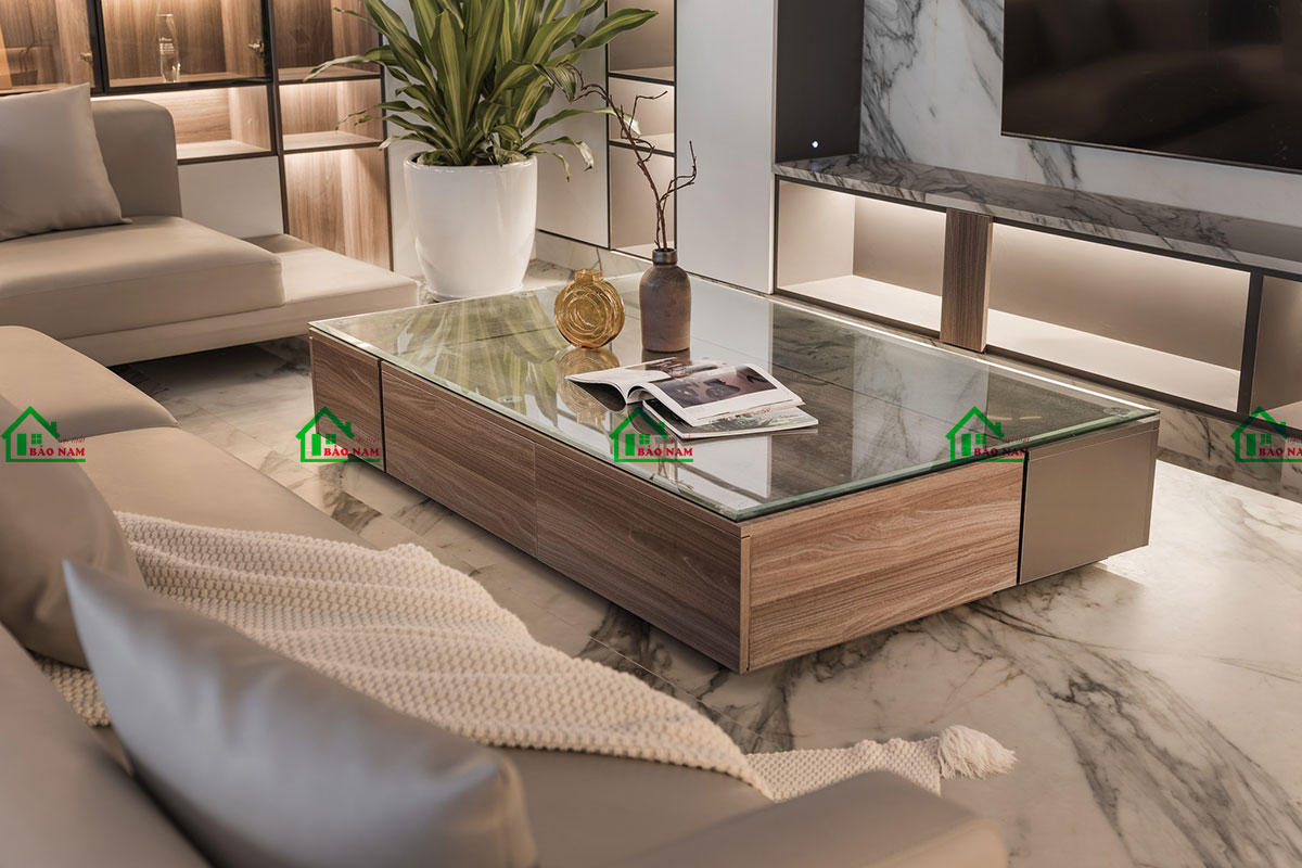 Thiết kế phòng khách hiện đại tối giản với tông màu trung tính - view 3