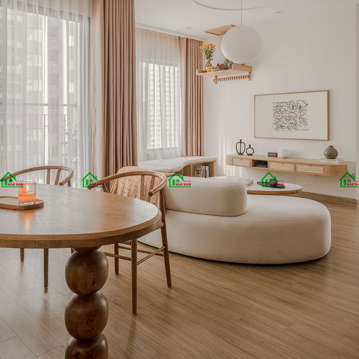 Mẫu phòng khách thiểt kế theo phong cách Scandinavian (Bắc Âu) - view 3