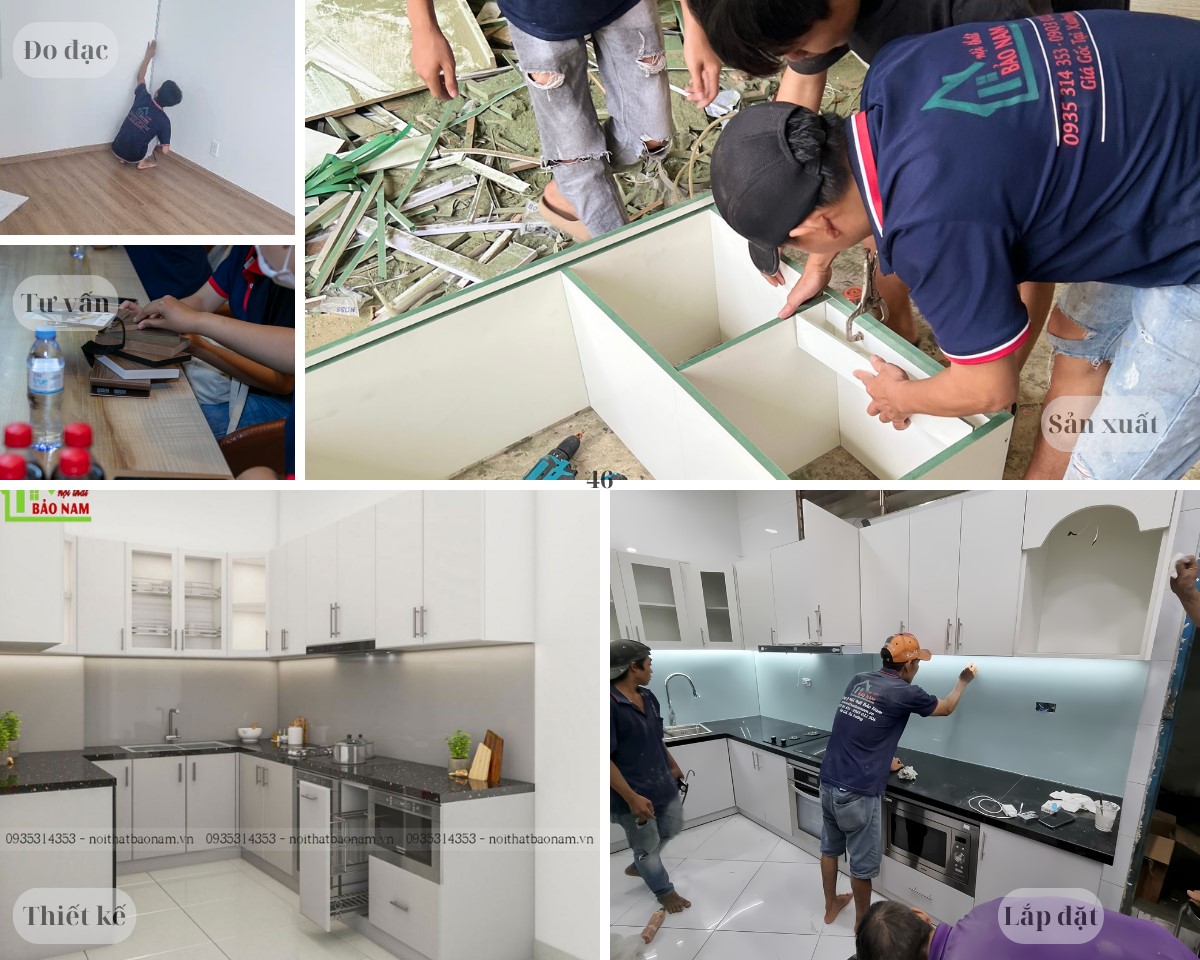 Các bước sản xuất tủ bếp Melamine An Cường tỉ mỉ, chính xác