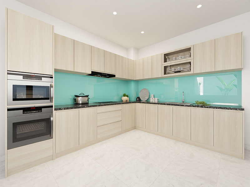 Bản vẽ thiết kế 3D tủ bếp trên theo yêu cầu khách hàng