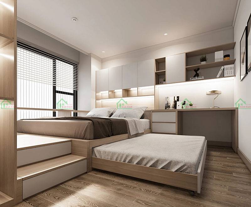 Giường ngủ thông minh tích hợp bàn làm việc và giường kéo, giải pháp tiết kiệm diện tích cho phòng ngủ nhỏ