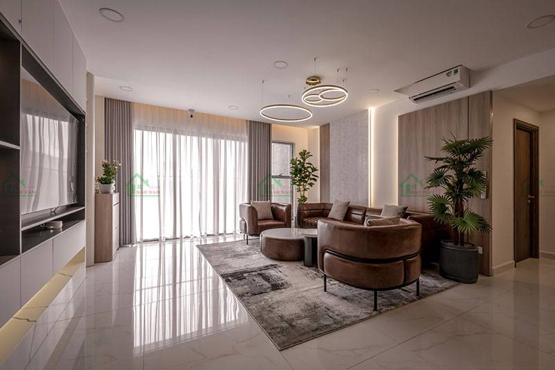 Thiết kế nội thất phòng khách hiện đại, sang trọng với gỗ An Cường