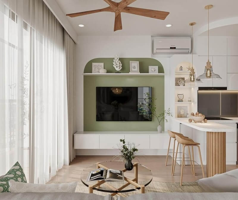 Thiết kế phòng khách với nội thất tinh tế, hiện đại