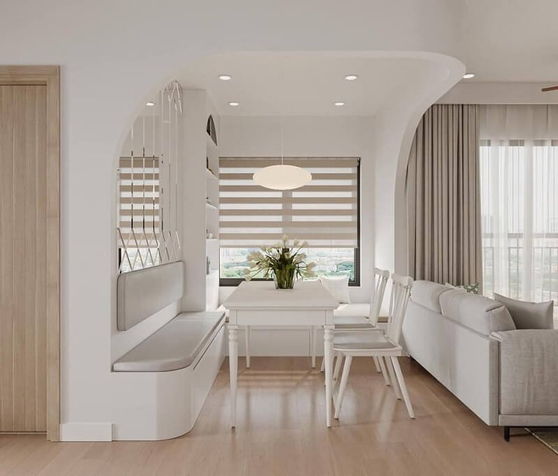 Thiết kế mang màu trắng đơn giản, mộc mạc, tinh tế và hiện đại
